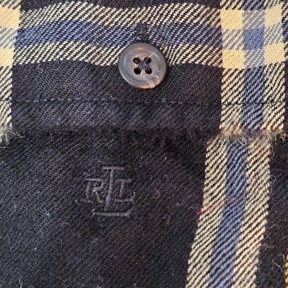 Lauren Ralph Lauren Tartan Plaid Button-Up Shirt Large Wool Red Black Cabincore - Picture 6 of 11